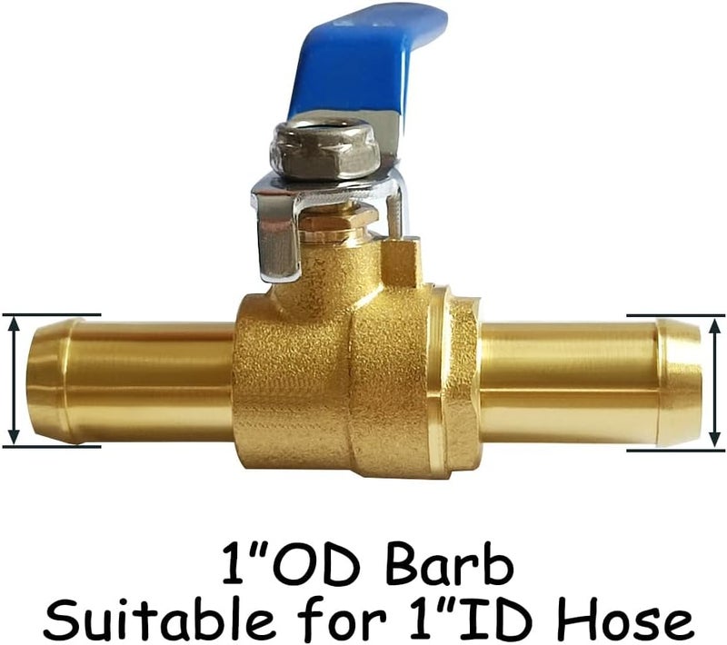 Uenede Brass 1 Inch Heater Control Valve, Car Heater Air Conditioning Ball Valve with 90 Degrees Operation Handle, 1" Hose Barb Automotive Heater Water Valve Fittings - Image 2
